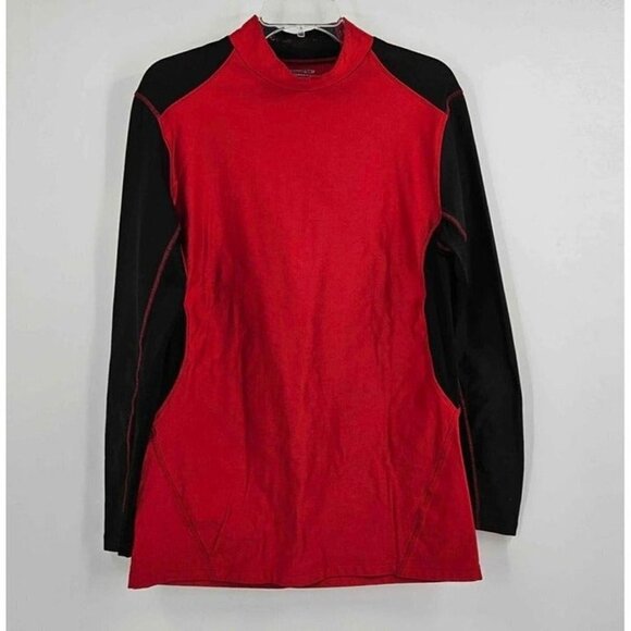 Layer 8 Performance Quick Dry Base Layer LS Red/Black Mock Neck Shirt Sz XL - Picture 1 of 4